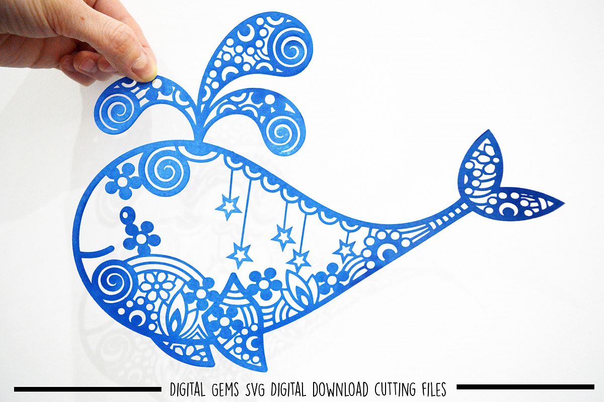 Whale paper cut SVG / DXF / EPS files example image 1
