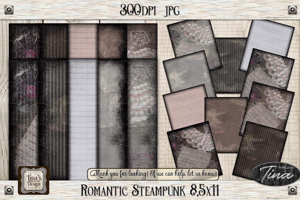 Romantic Steampunk 8.5x11 Collage Mauve Grunge 101918RS8 example image 1