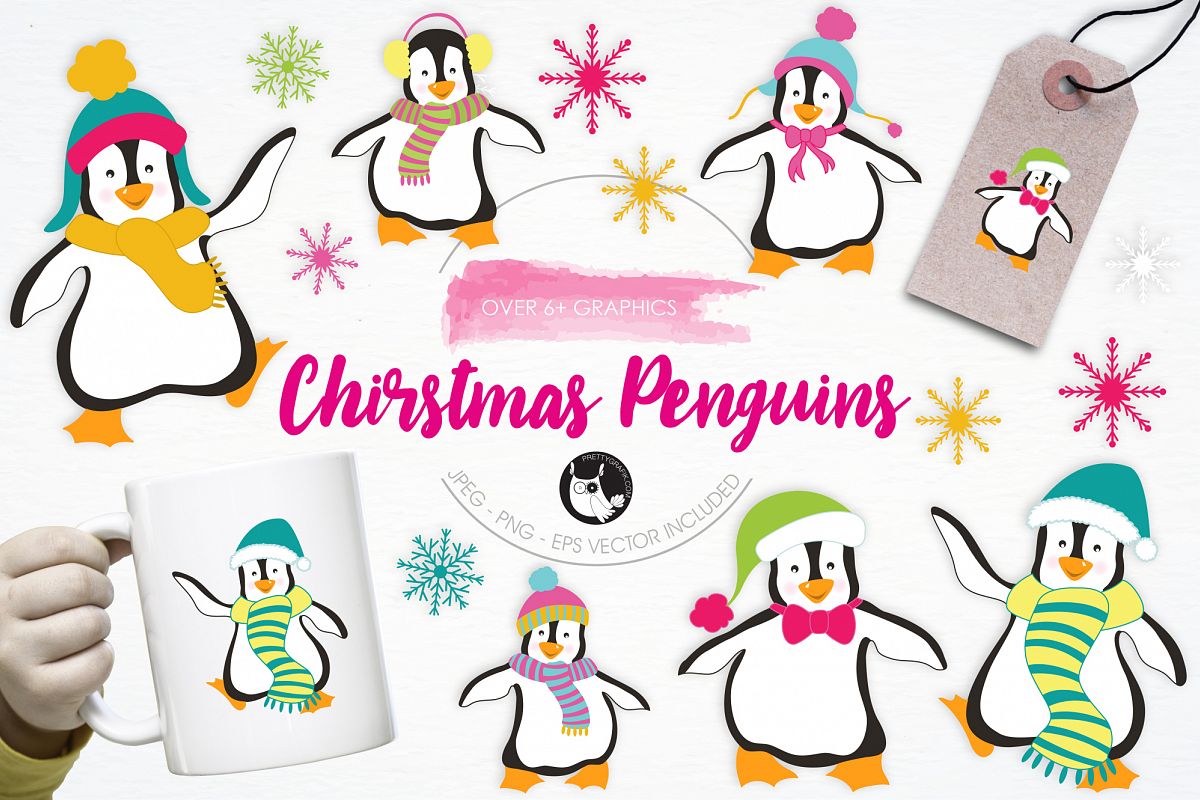 Christmas Penguins graphics and illustrations example image 1