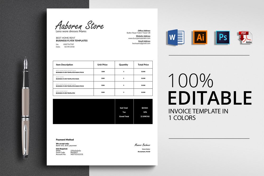 Word Format Invoice Template example image 1