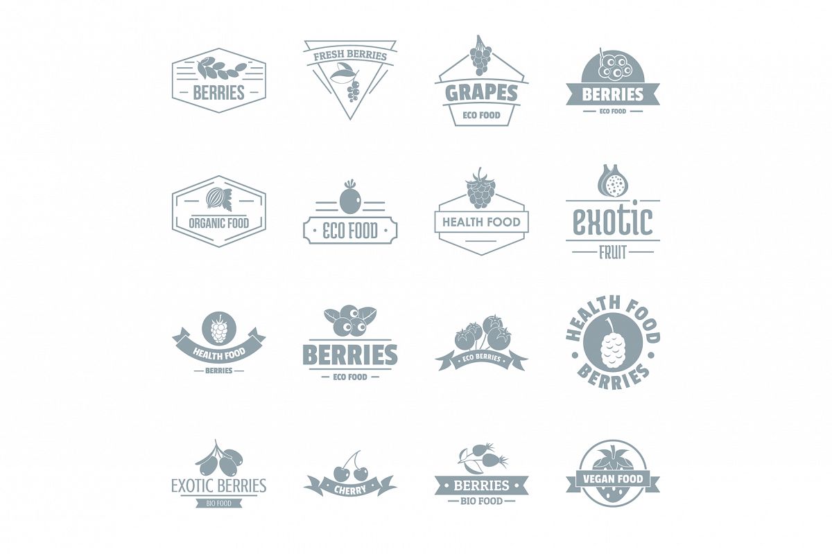 Berries logo icons set, simple style example image 1
