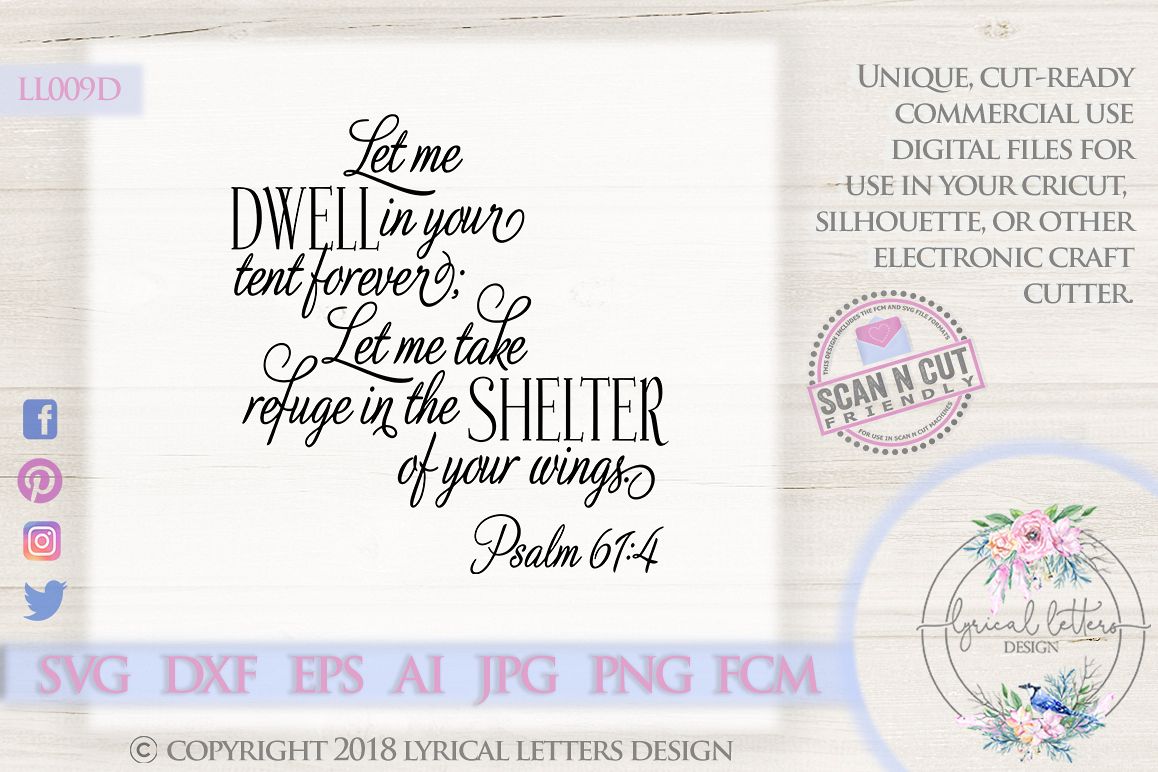 Shelter of Your Wings Psalm 61 SVG DXF LL009D example image 1