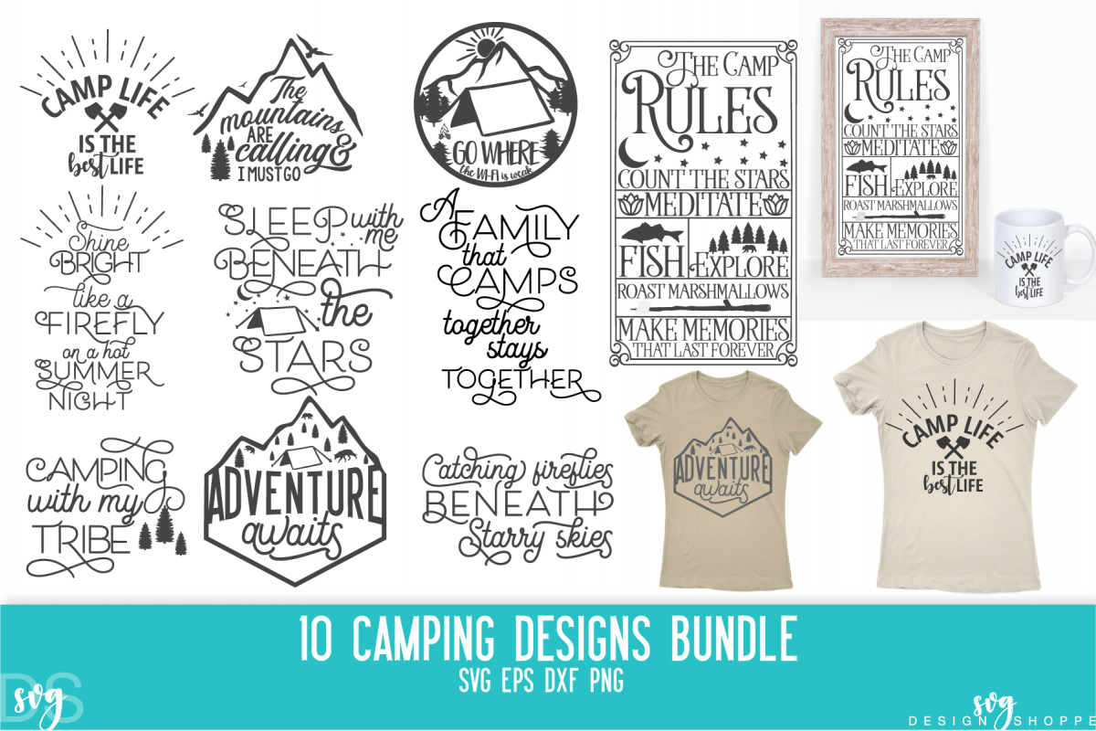 Camping, Bundle, Tent, Camper, SVG, PNG, DXF, EPS (273209 ...