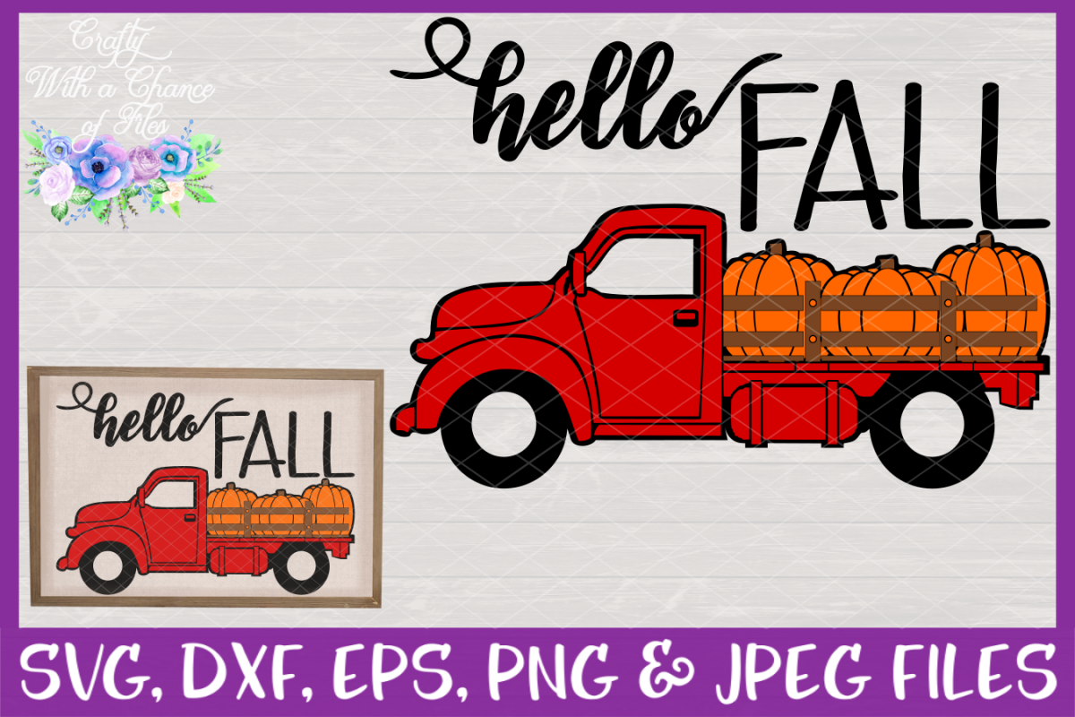 Hello Fall with Pumpkin Truck SVG - Thanksgiving Design