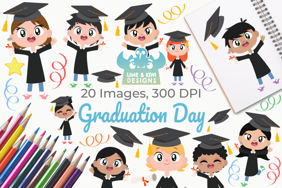 Graduation Day Clipart, Instant Download Vector Art example image 1