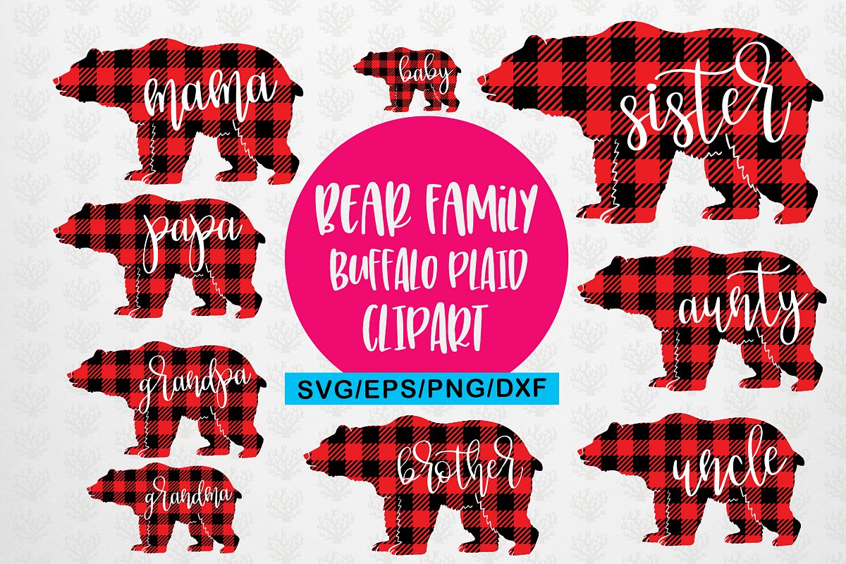 Mama Bear Bufflao Plaid Family Svg Bundle - Mother SVG File example image 1