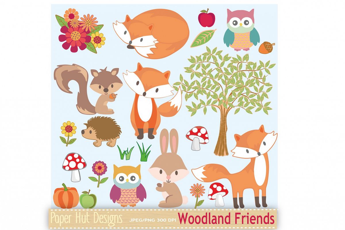 Woodland Animals Clipart example image 1