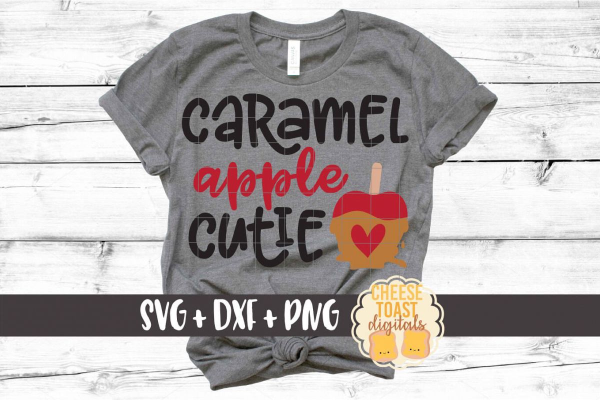 Caramel Apple Cutie - Girl Fall SVG PNG DXF Cut Files example image 1