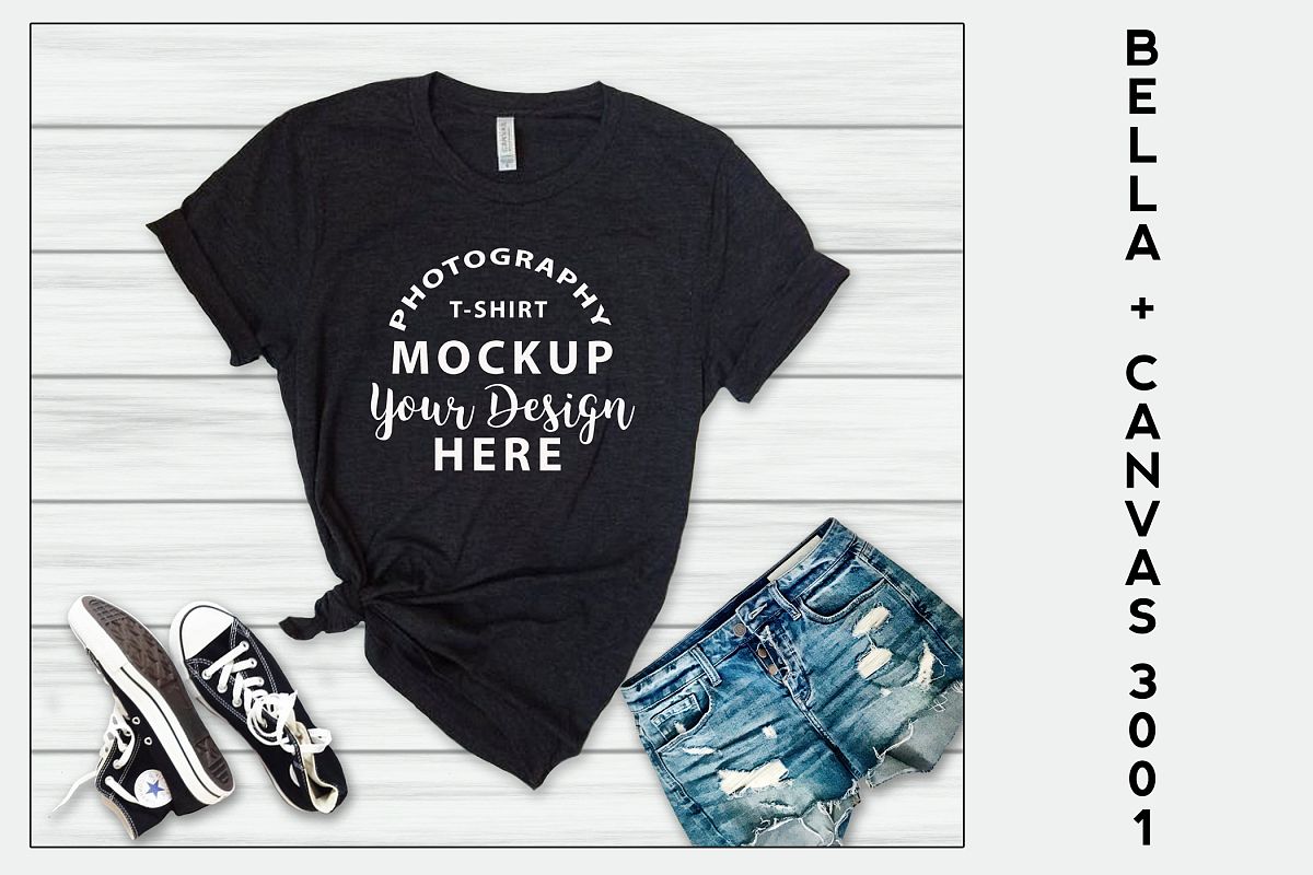 Bella Canvas 3001 T-shirt mock-up, color Dark Grey Heather example image 1