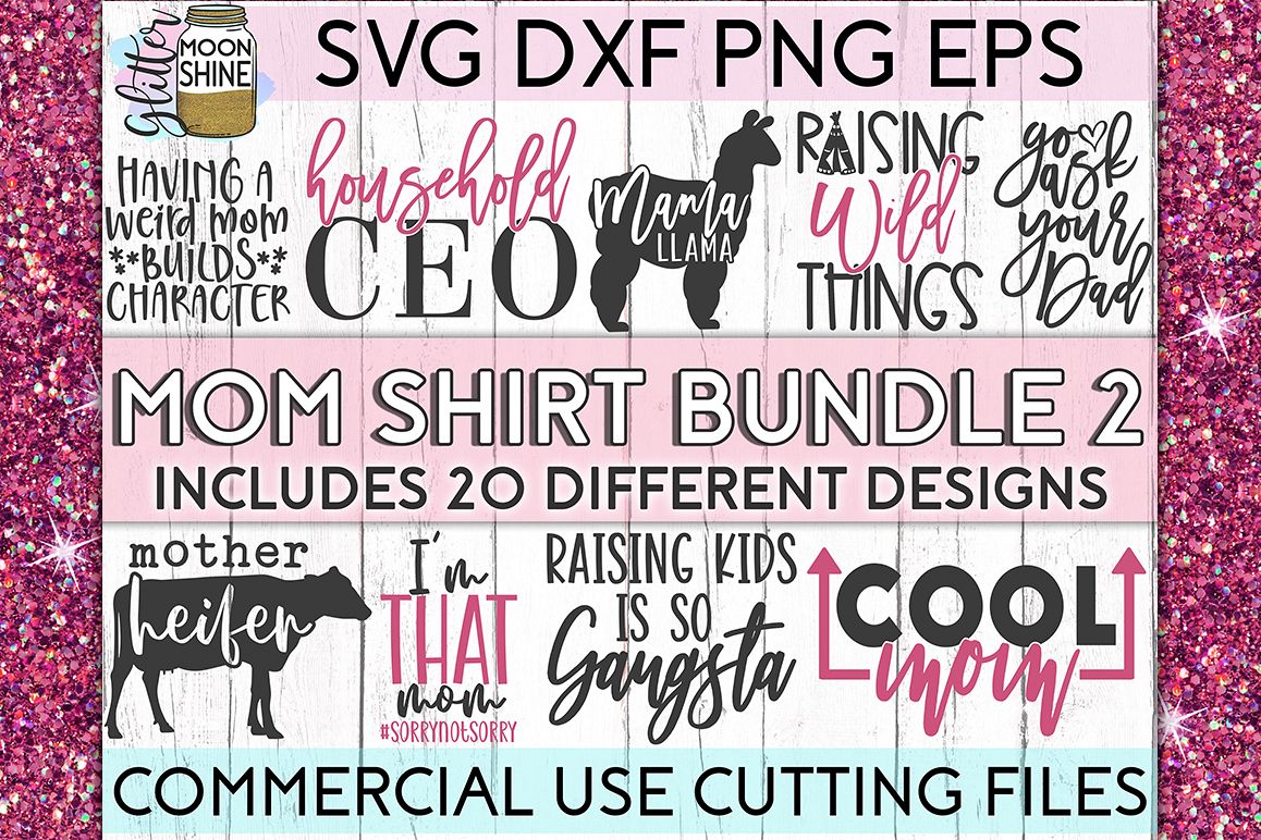 Mom Shirt Bundle of 20 #2 SVG DXF PNG EPS Cutting Files example image 1