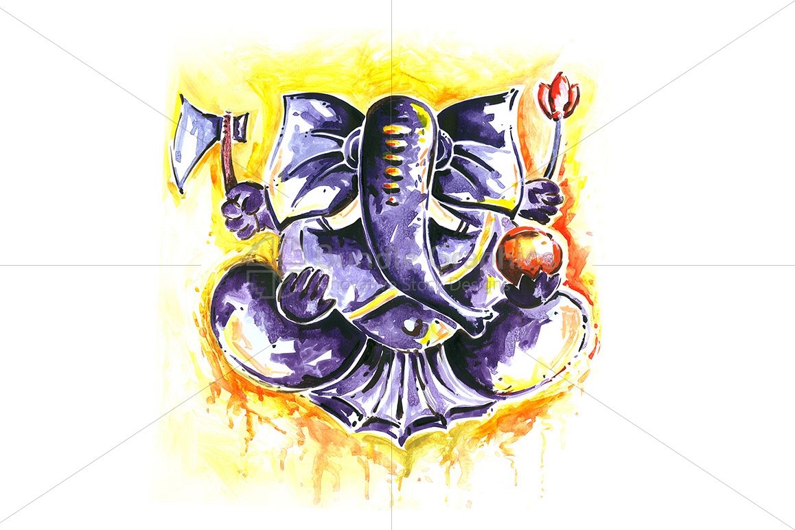 Hindu Lord Ganesha - Abstract Painting example image 1