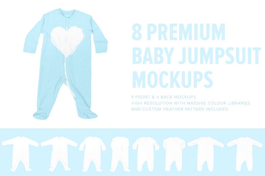 8 Premium Baby Jumpsuit/Onesie Mocks example image 1