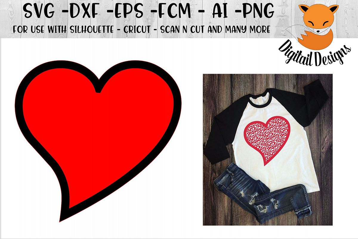 Valentine Heart SVG - Cricut -Silhouette example image 1