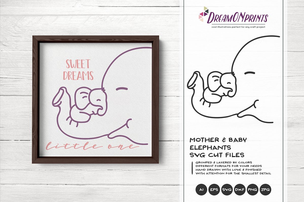 Elephants SVG - Mother & Baby SVG Design (225211) | Cut Files | Design