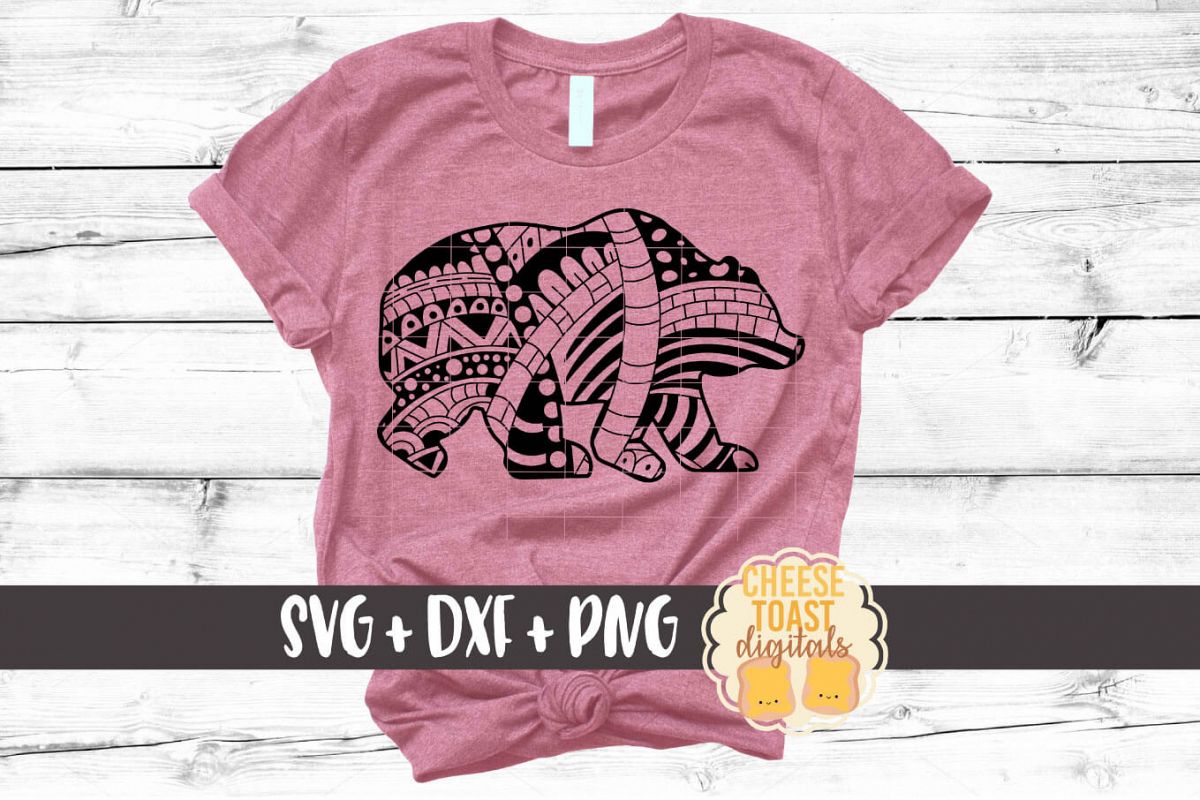 Bear - Zen Doodle Art - Animal SVG PNG DXF Cut Files example image 1