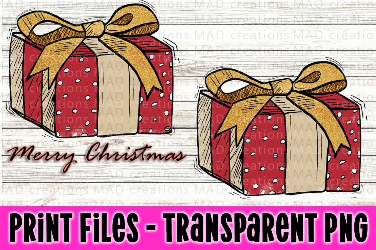 Christmas Present - Red and Gold - Print File example image 1