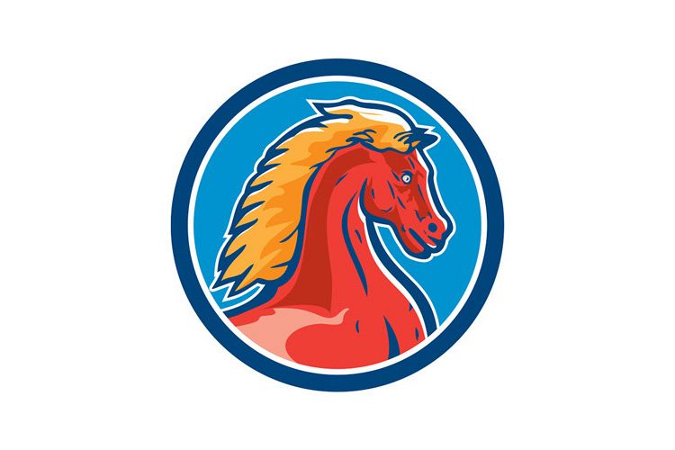 Colt Horse Head Side Circle Retro example image 1
