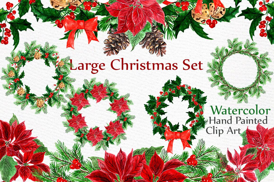 Christmas Wreaths Clip Art example image 1