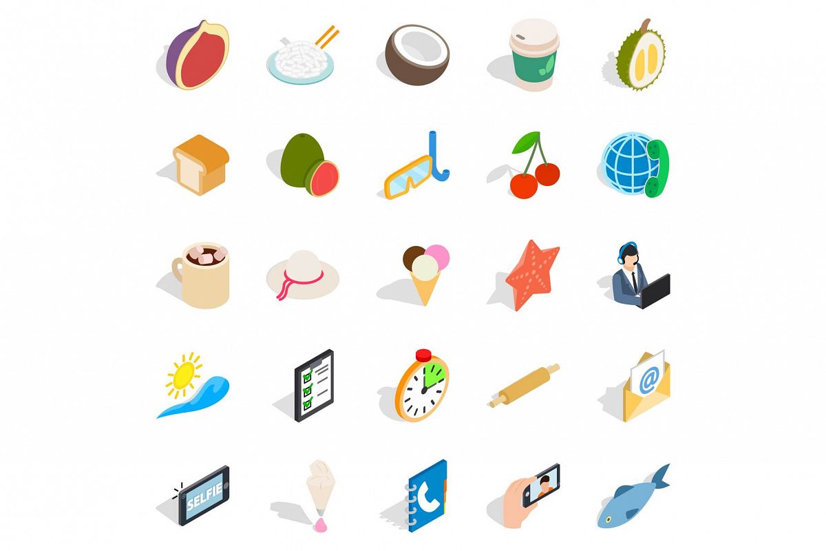 Luncheon icons set, isometric style example image 1