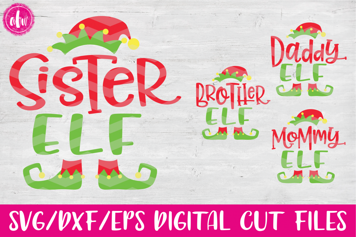 Elf Family Bundle - SVG, DXF, EPS Cut Files example image 1