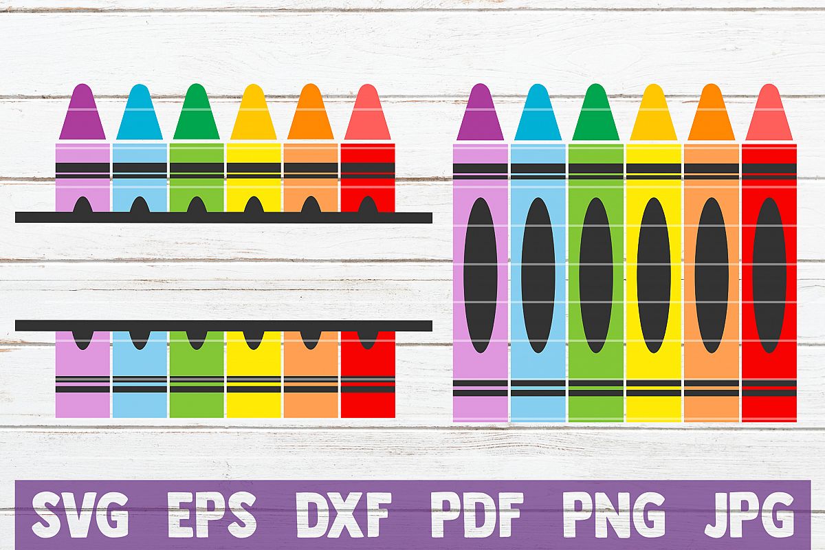 Crayons Split Monogram SVG Cut File | commercial use