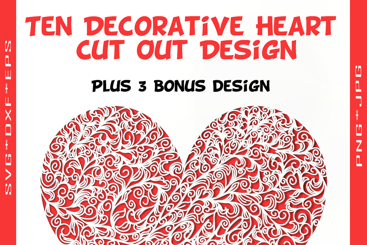 Ten Decorative Heart Cut Out Design 1 example image 1