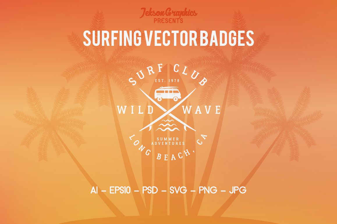 Summer Surfing Badges & Elements example image 1