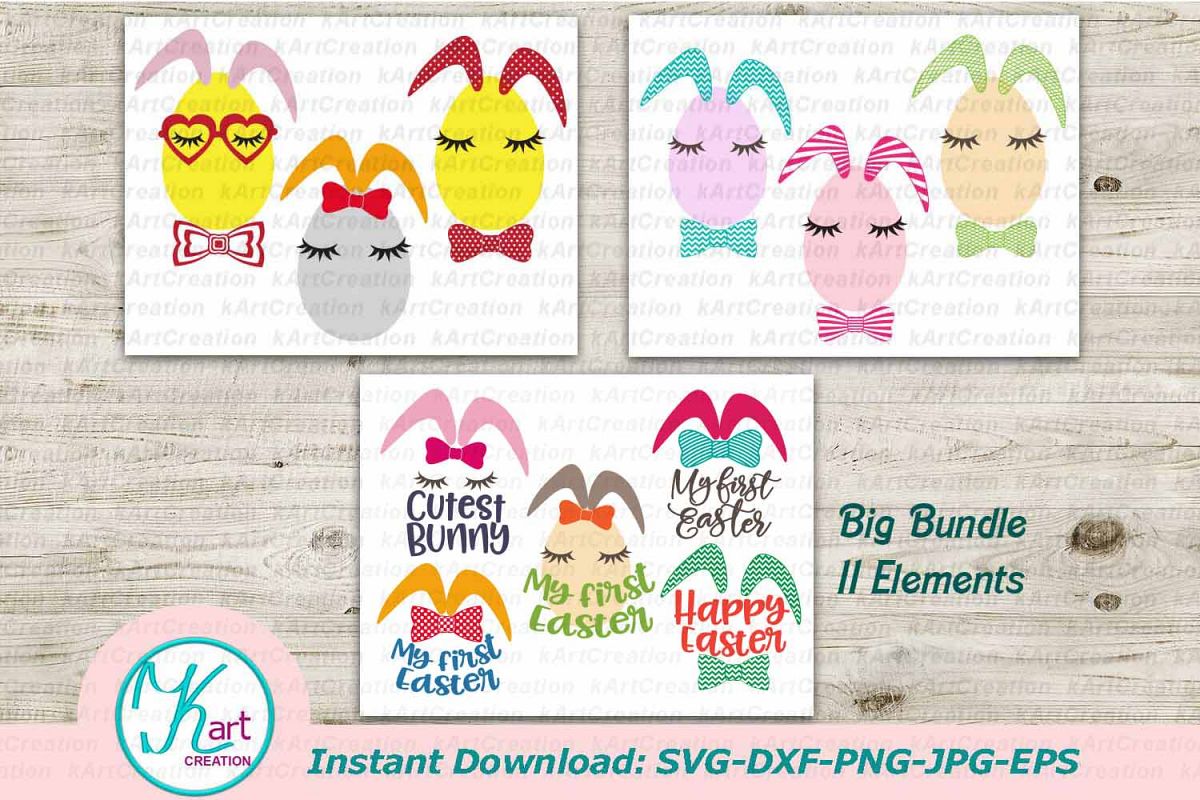 Bunny Ears eggs face bundle svg dxf toddler oneness cut file example image 1