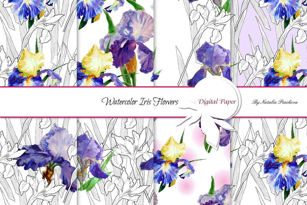 Patters with Watercolor Irises example image 1