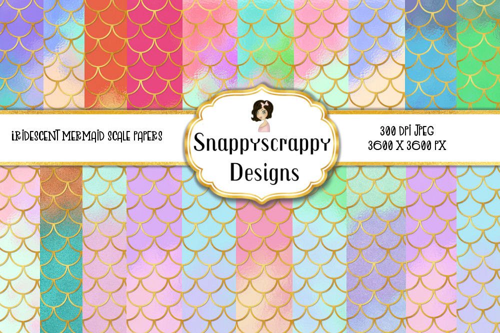 Iridescent Mermaid Scales Background Papers Set 2 example image 1