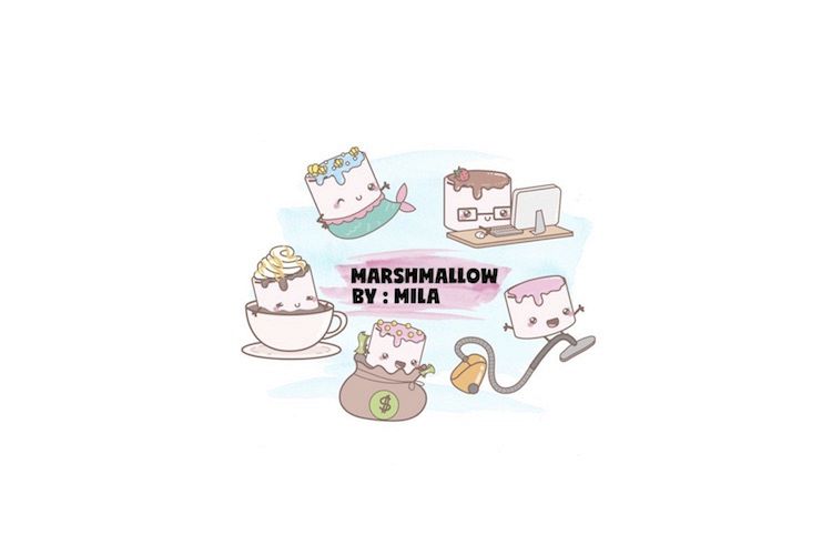 KAWAII MARSHMALLOW CLIPART BUNDLE PNG example image 1