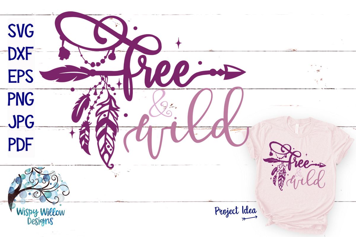 Free and Wild SVG | Boho Feather| Hippie SVG Cut File example image 1