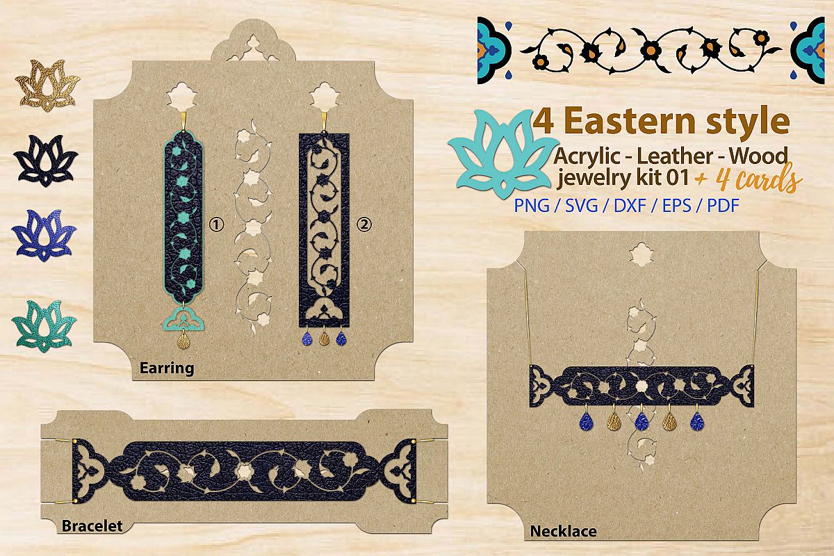 Eastern style acrylic leather wood jewelry kit 01 example image 1