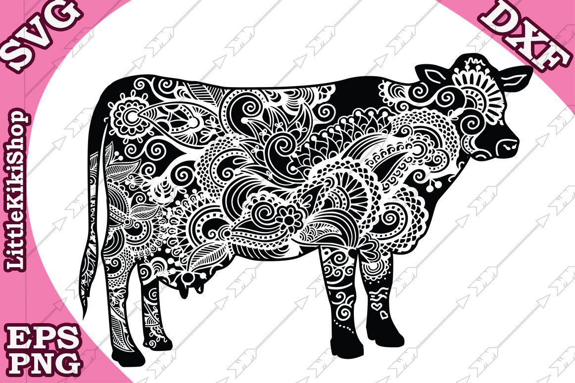 Download Zentangle Cow Svg ,mandala Cow Svg, Zentangle animal Svg