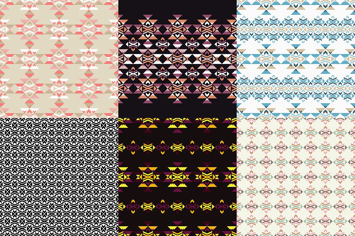 Set of 6 Ethnic boho seamless pattern. Tribal pattern. example image 1