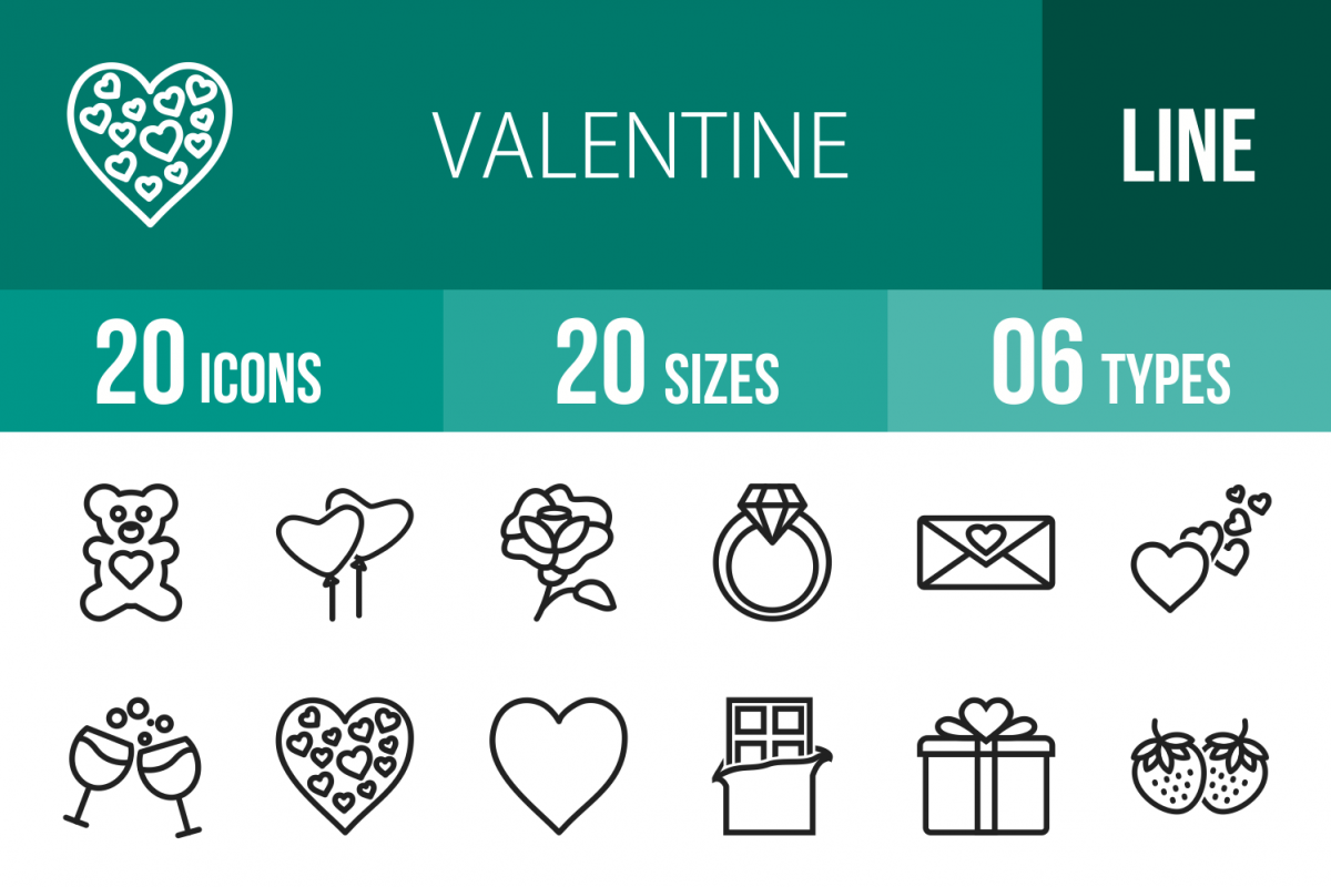 20 Valentine Line Icons example image 1