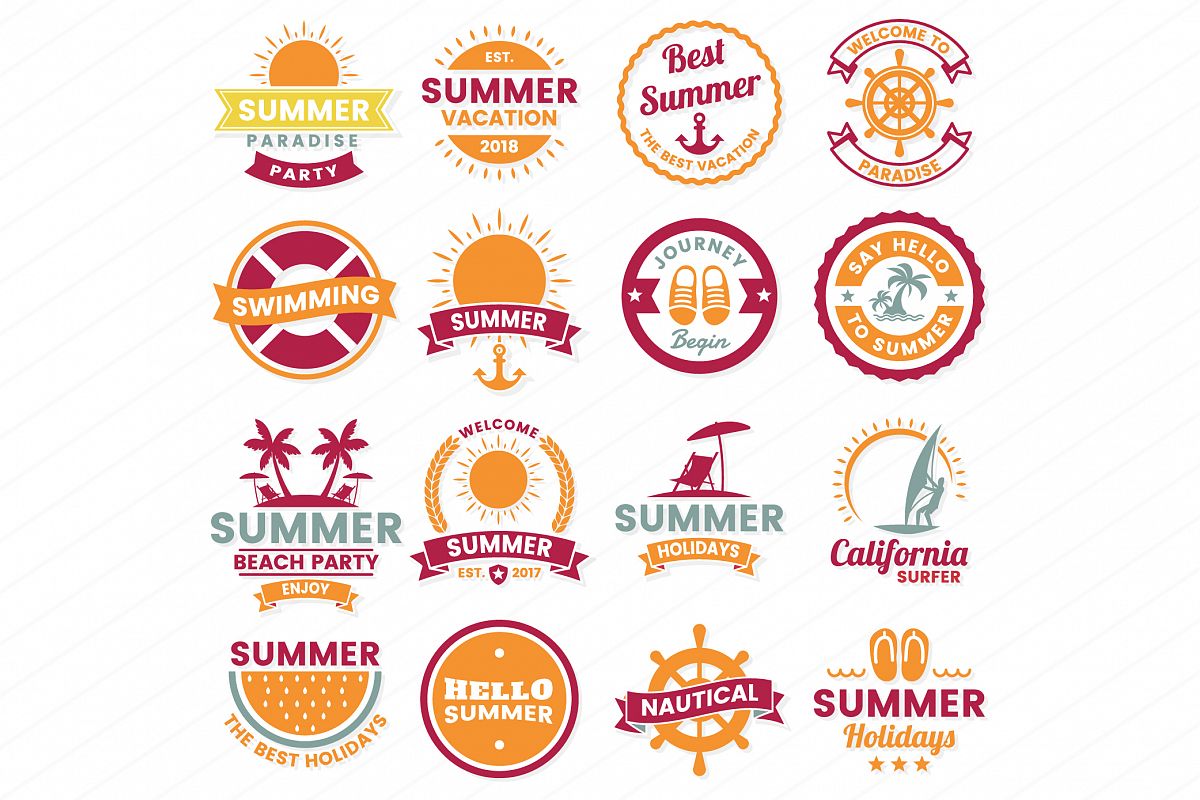 Summer Badge & Objects Vector Set example image 1