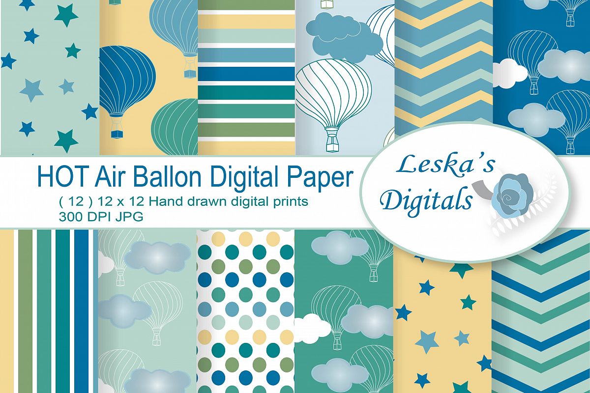 Hot Air Balloon Digital Paper example image 1