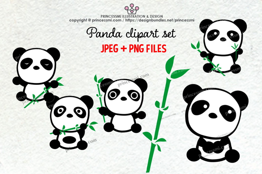 Cute panda clipart set example image 1