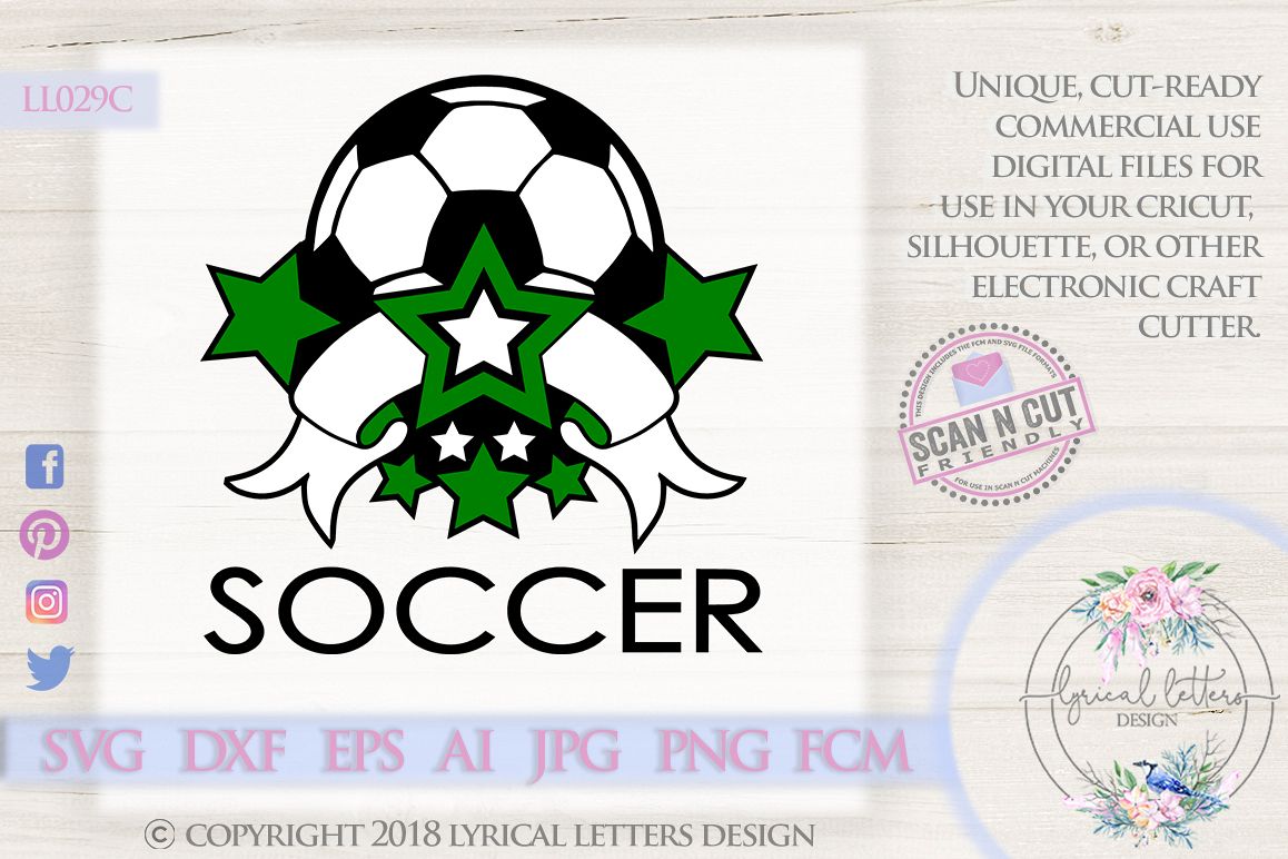 Soccer Sports Banner with Stars SVG DXF FCM LL029C example image 1