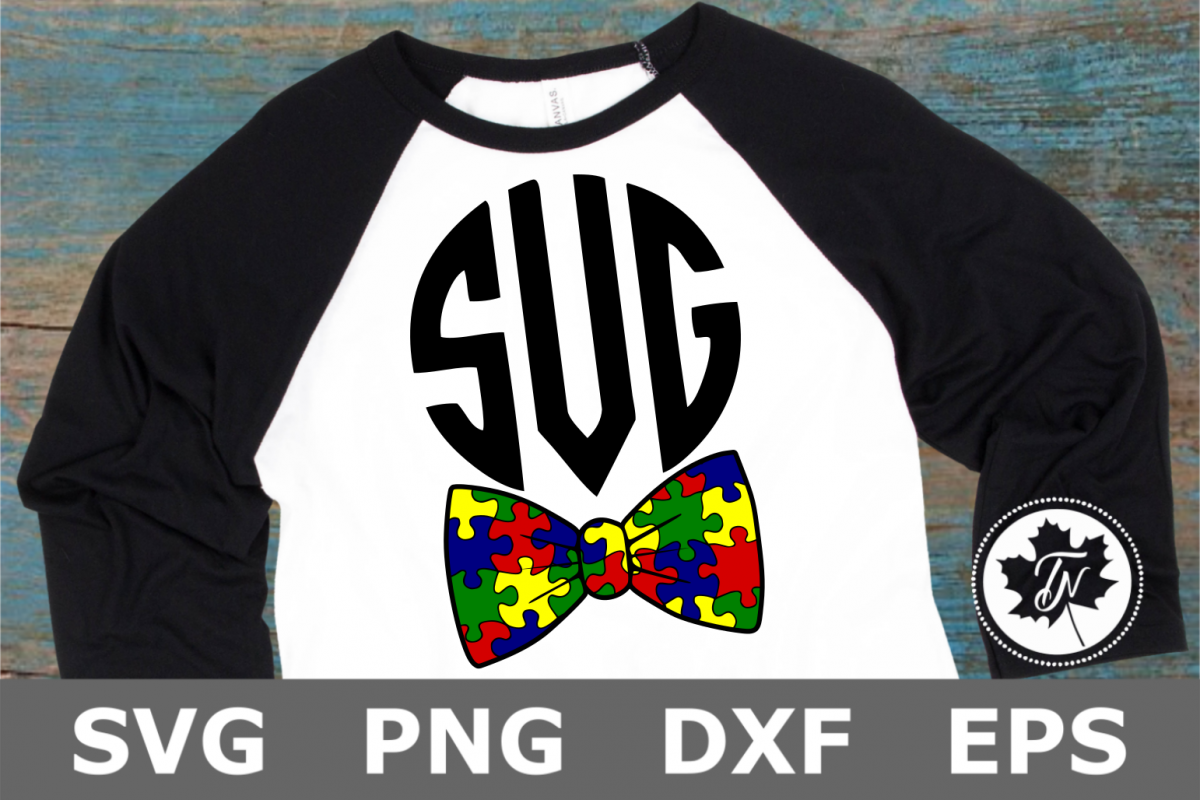 Puzzle Piece Bow Tie - An Autism Awareness SVG Cut File example image 1