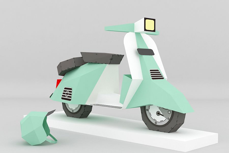 DIY Paper Scooter - 3d papercraft example image 1
