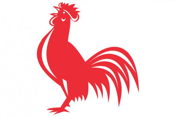 Chicken Rooster Crowing Retro example image 1