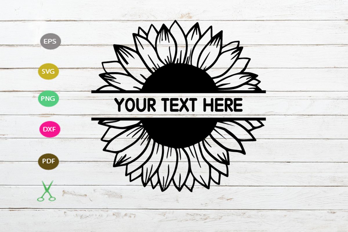 Download Split sunflower svg cut file for cricut,sunflower monogram