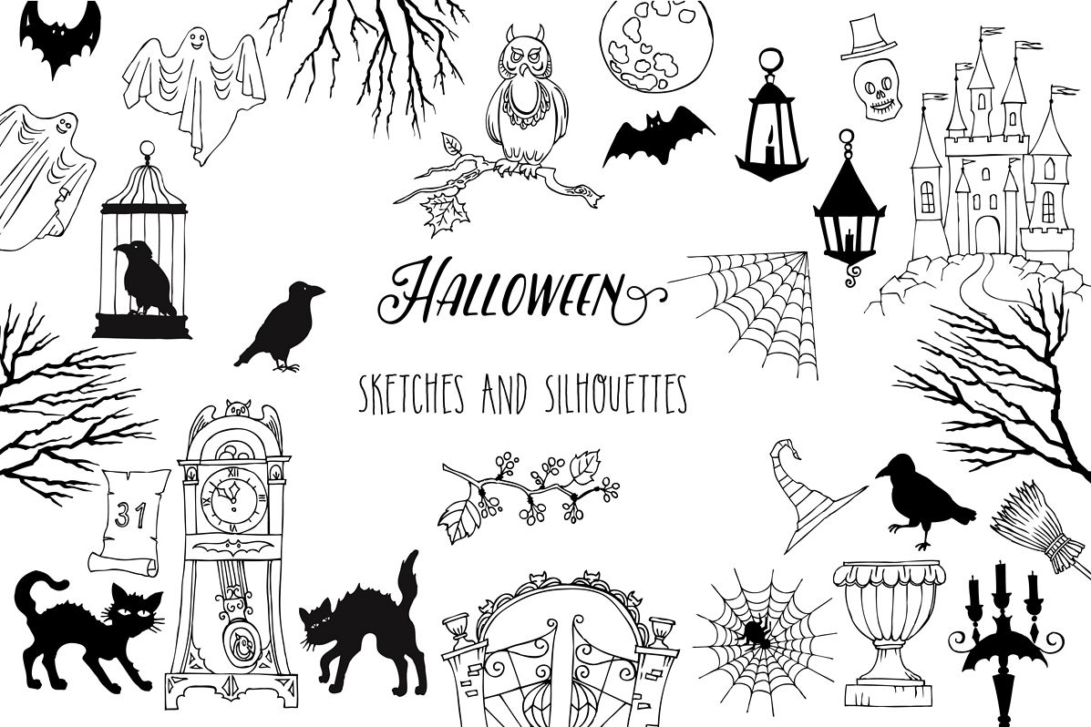Halloween. Sketches and Silhouettes example image 1