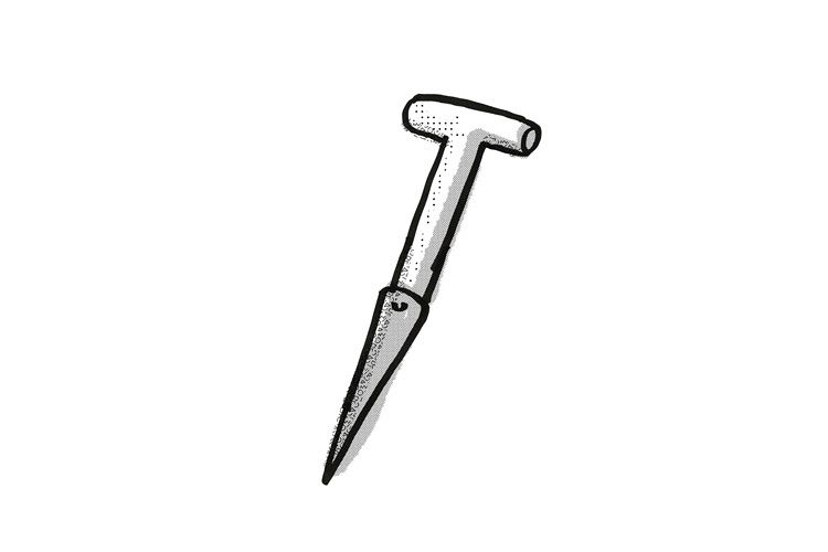 Dibber Garden Tool Cartoon Retro Drawing example image 1