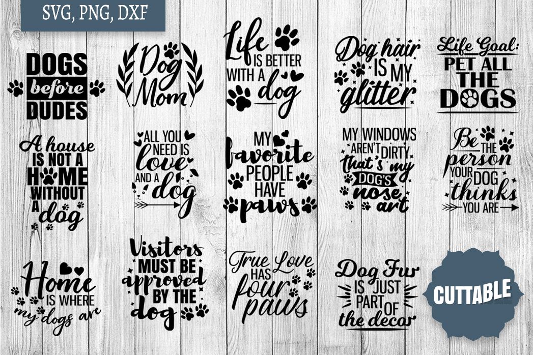 Dog lover cut file Bundle, Dog quote SVGs, 15 Dog quote SVGs example image 1