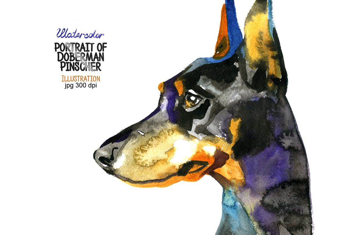 Watercolor Doberman Pinscher example image 1