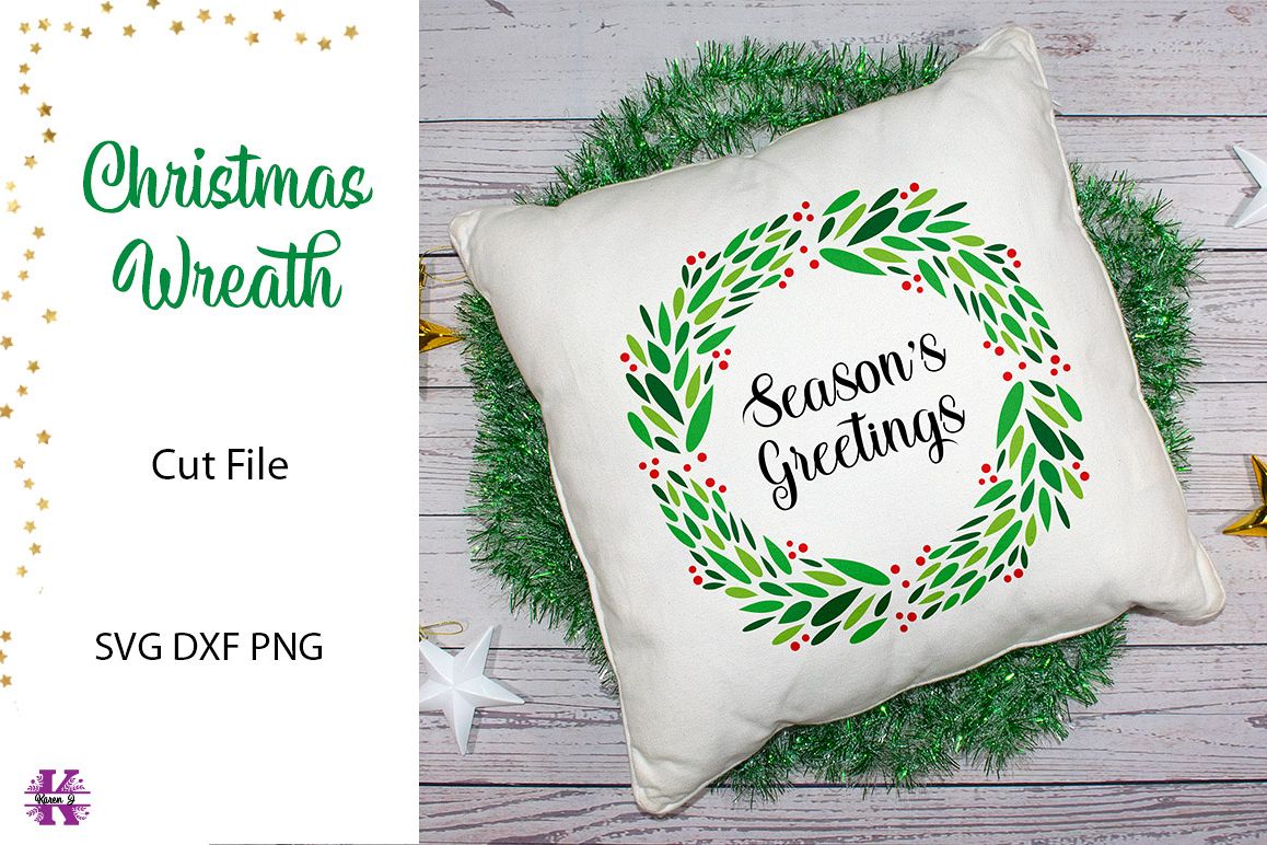 Christmas Wreath SVG Cut File example image 1