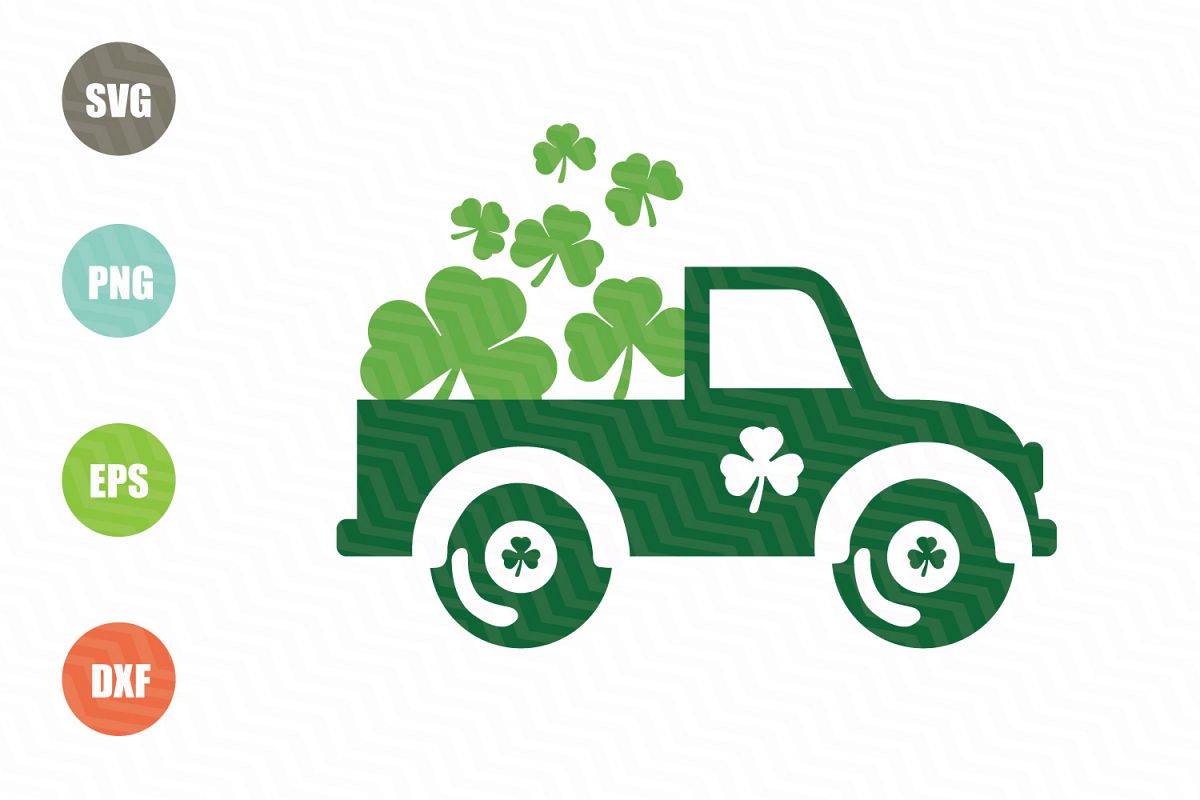 Saint Patricks Day Vintage Old Truck Svg example image 1